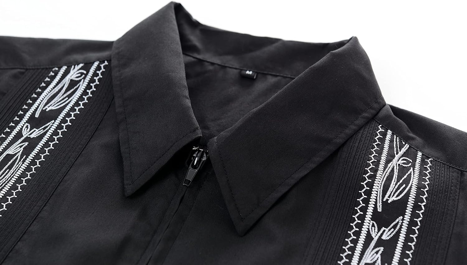 Mens Casual Shirts Guayabera Short Sleeve Zipper Cuban Shirts Mexico Style - Image 3