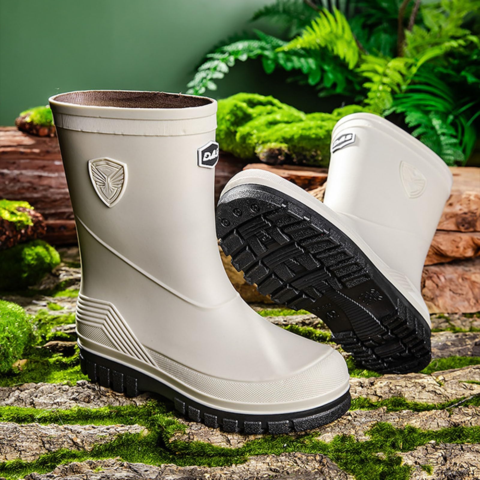 Botas de goma para mujer, botas de lluvia de media altura, zapatos de lluvia antideslizantes, botas de goma, botines de lluvia, botas de jardín, botas impermeables para exteriores, botas de lluvia