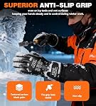 JDL 100% Waterproof Winter Work Gloves for Men & Women, Thermal Insulated Freezer Gloves for Cold Weather, Super Grip Palm, Carbon Black, Large