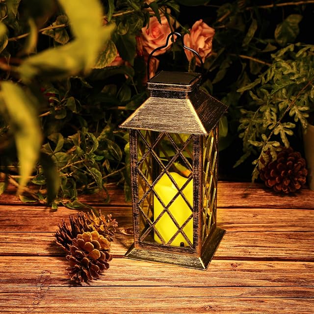 IMAGE Solar Lantern Light Hanging Solar Lanterns Outdoor LED Flickering Flameless Candle Lights Auto On/Off Garden Lighting for Patio, Pathway, Yard and Festival Decoration