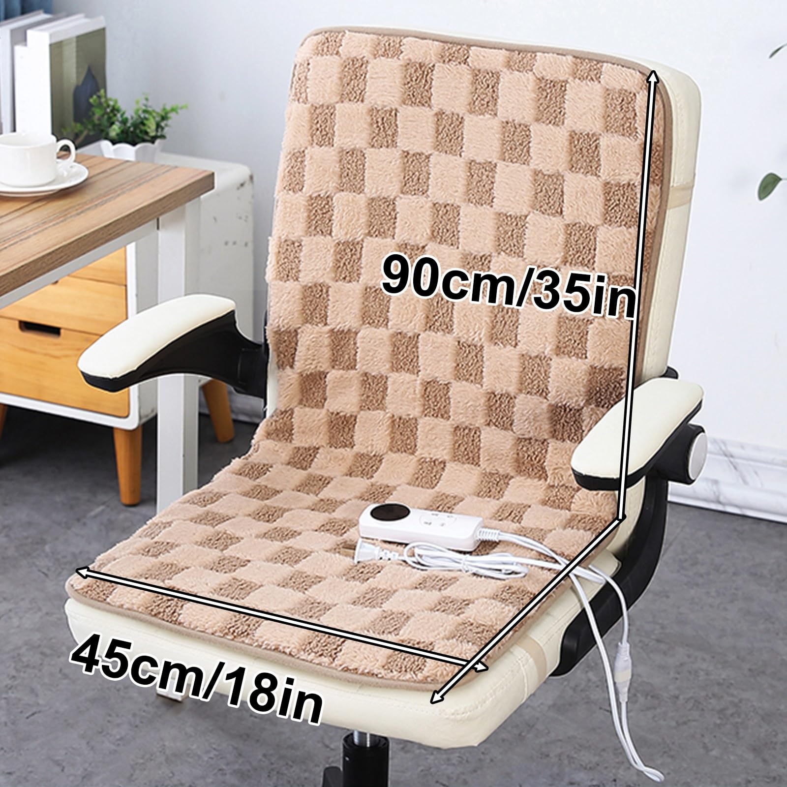 Cuscino Riscaldante, Termoforo Elettrico con 9 Livelli di Riscaldamento e Timer, Termoforo Elettrico per Sedia da Ufficio(Brown)