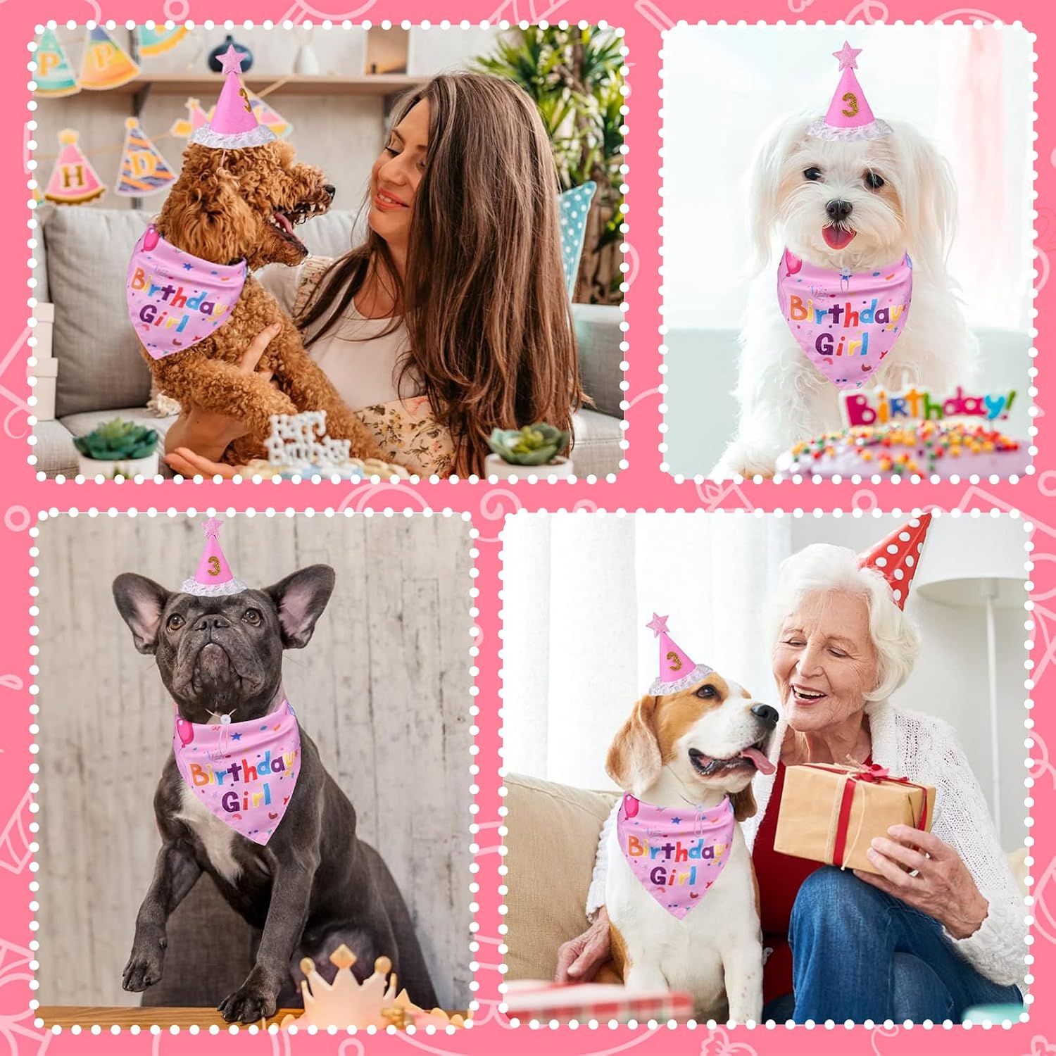 Dog Birthday Party Supplies, Dog Birthday Hat with Bandana Numbers