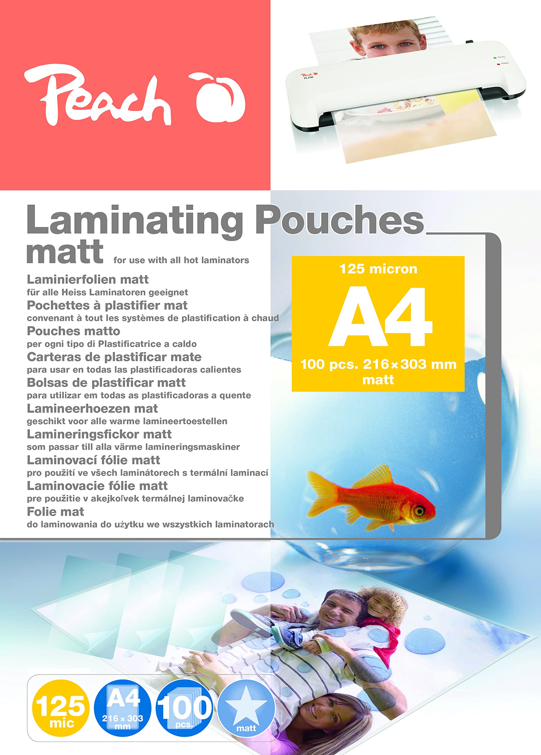 Pochettes de plastification A4 125 microns 100 pièces Mat Inscriptible