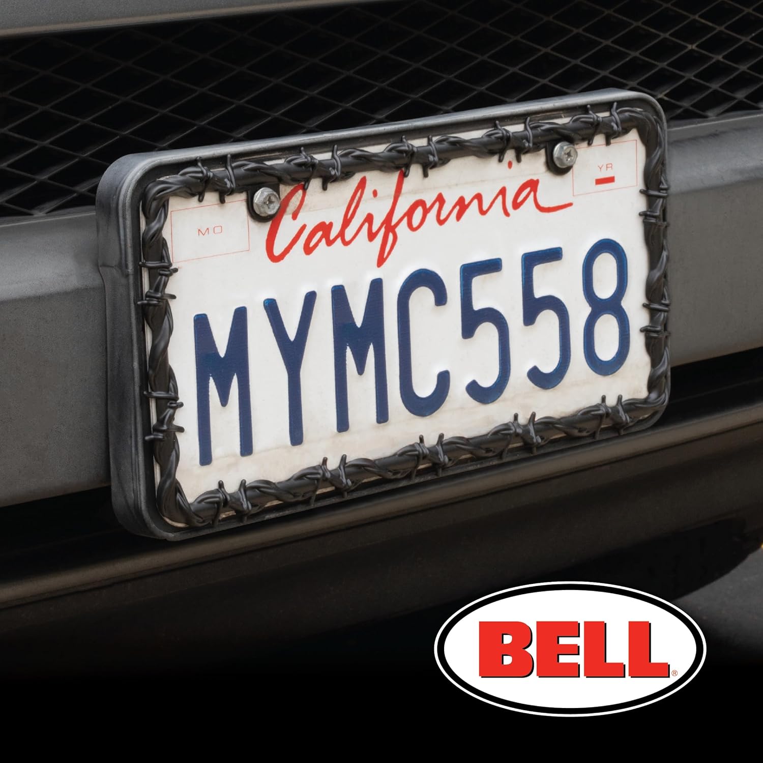 Bell Automotive 22-1-46565-8 Barbed Wire Black License Plate Frame, Corrosion Resistant, Easy to Install