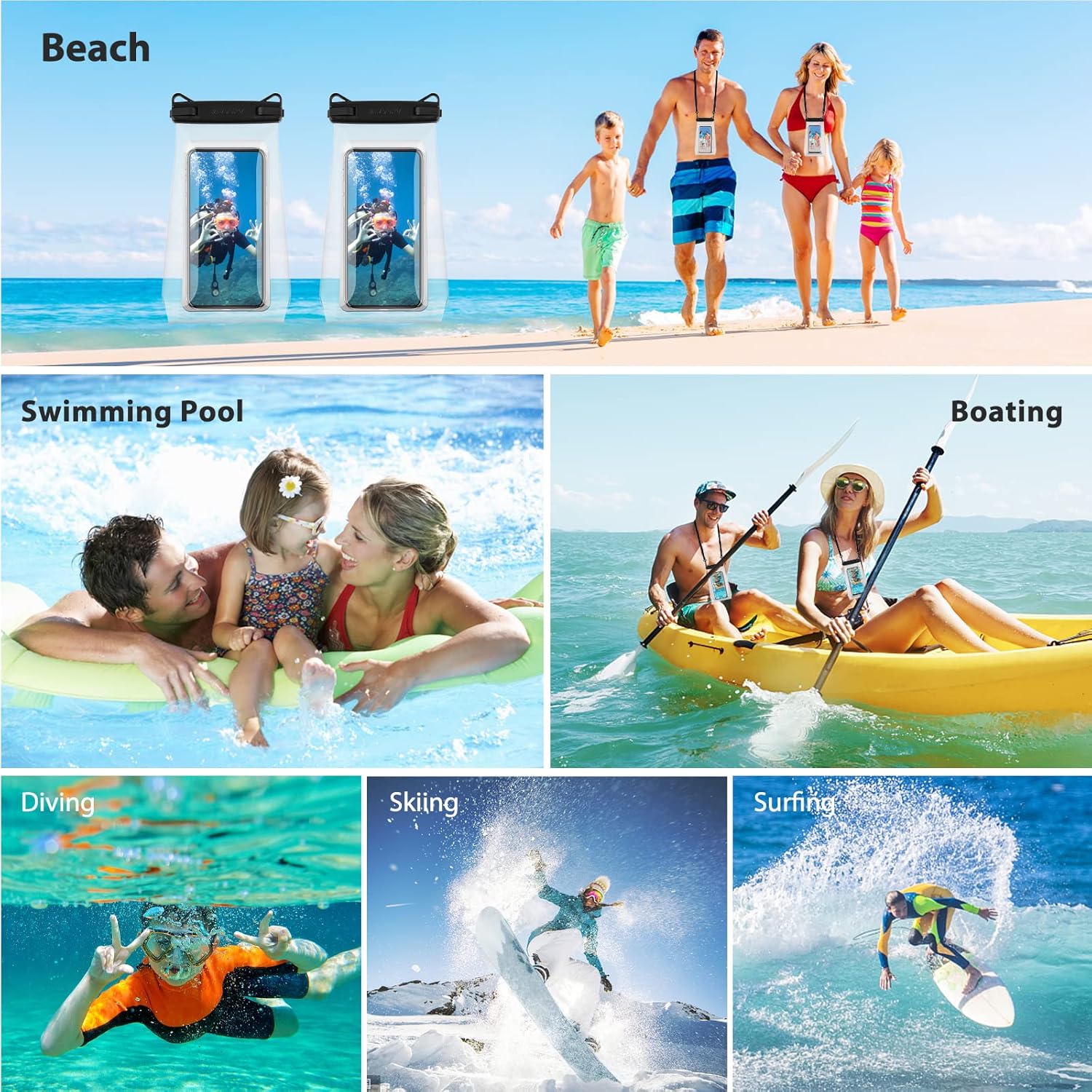 HAISSKY Large Waterproof Phone Pouch Floating Dry Bag for iPhone 13 12 11 Pro Up to 6.9" Waterproof Bag with Adjustable Strap, Sunscreen Glasses Storage Dry Bag for Swimming Beach Water Parks (1 Pc)