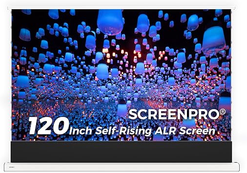 SCREENPRO 120 بوصة متوترة الطابق ارتفاع العارض الشاشة، بمحركات سحب ما يصل ALR العارض الشاشة مع البعيد، 169 الكهربائية UST شاشة المسرح المنزلي ل 4 K العارض