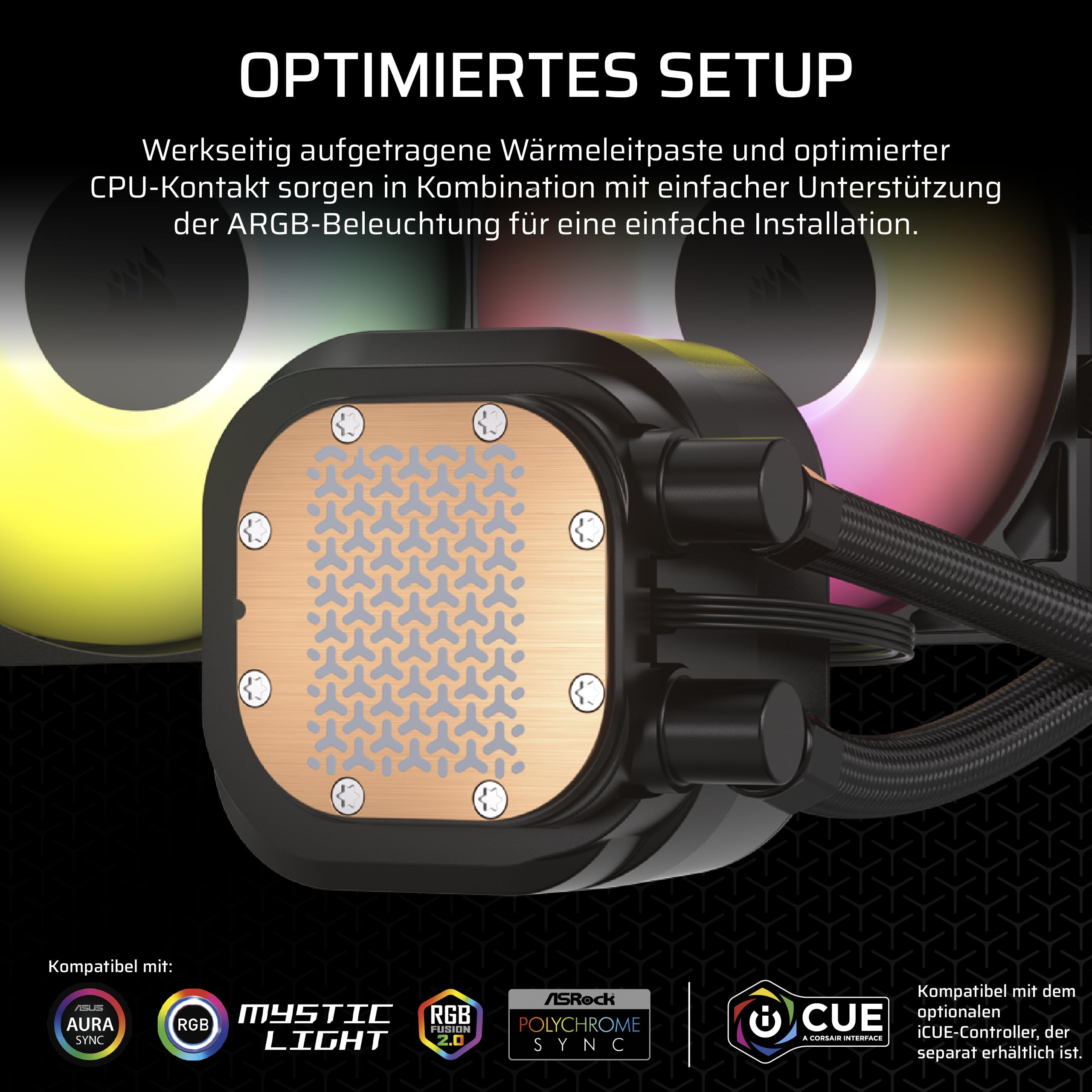 CORSAIR NAUTILUS 360 RS ARGB CPU-Flüssigkeitskühler – 360mm AIO – Schwarz | Geräuscharm, Direkter Mainboard-Anschluss, Intel LGA 1851/1700, AMD AM5/AM4, 3x RS120 ARGB-Ventilatoren Inbegriffen