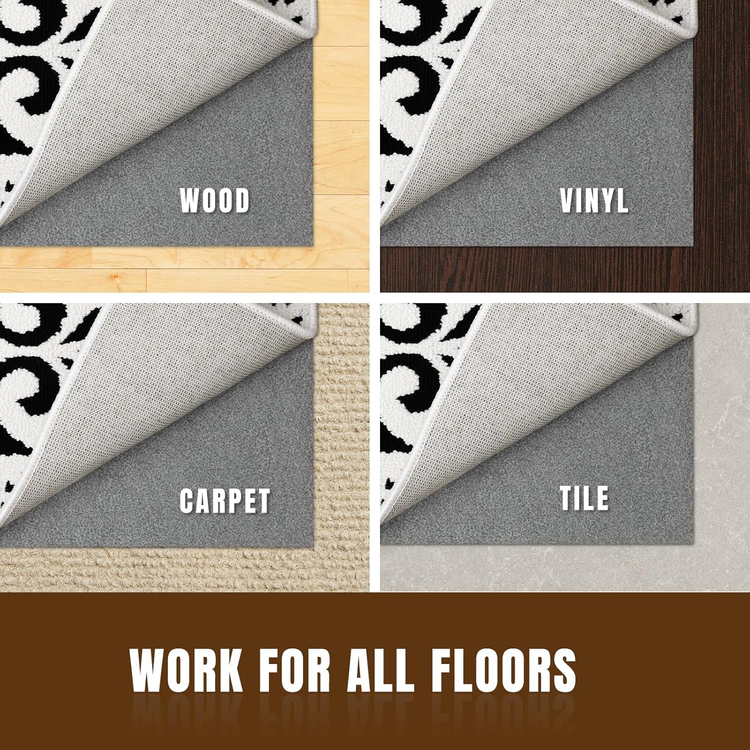LINLA Non Slip Rug Pad, 2' x 10', 1/8" Thick Felt and Rubber Protective Padding - Low Profile Cushion and Rug Gripper for Hardwood Floors