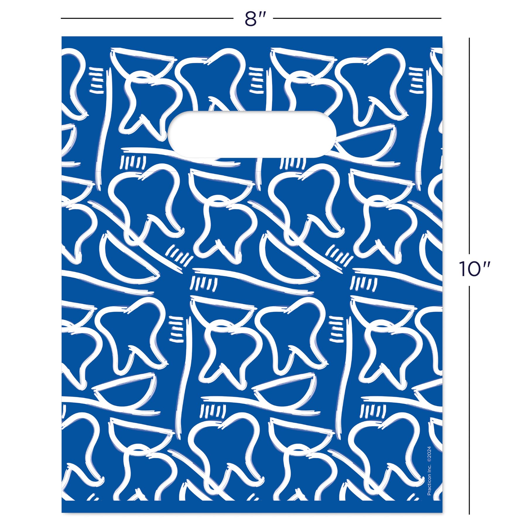 Practicon 11096124 Dental Drawings Scatter Print Patient Bags, 8" x 10" (Pack of 100)