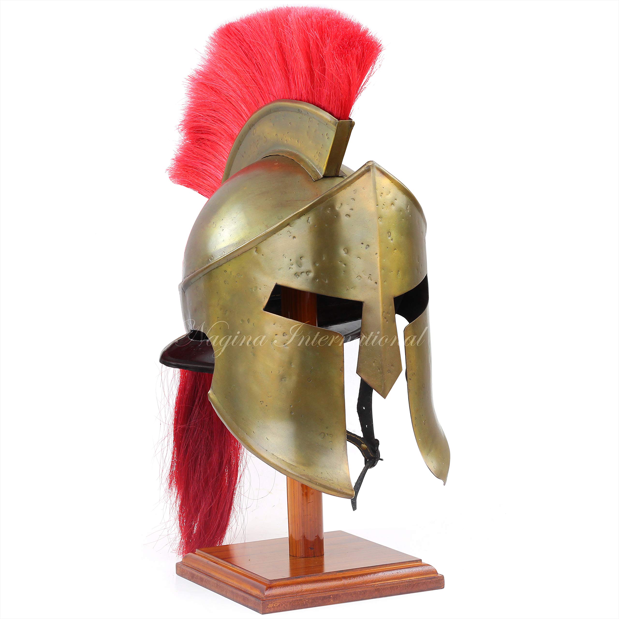 Medieval Armour King Leonidas Greek Spartan Roman Helmet | Spartan Legions Helmet | Men's Spartan Warrior Headwear Costume Accessories | 300 Movie Authentic Replica Helmet (𝗪𝗶𝘁𝗵 𝗪𝗼𝗼𝗱𝗲𝗻 𝗦𝘁𝗮𝗻𝗱)-image-28