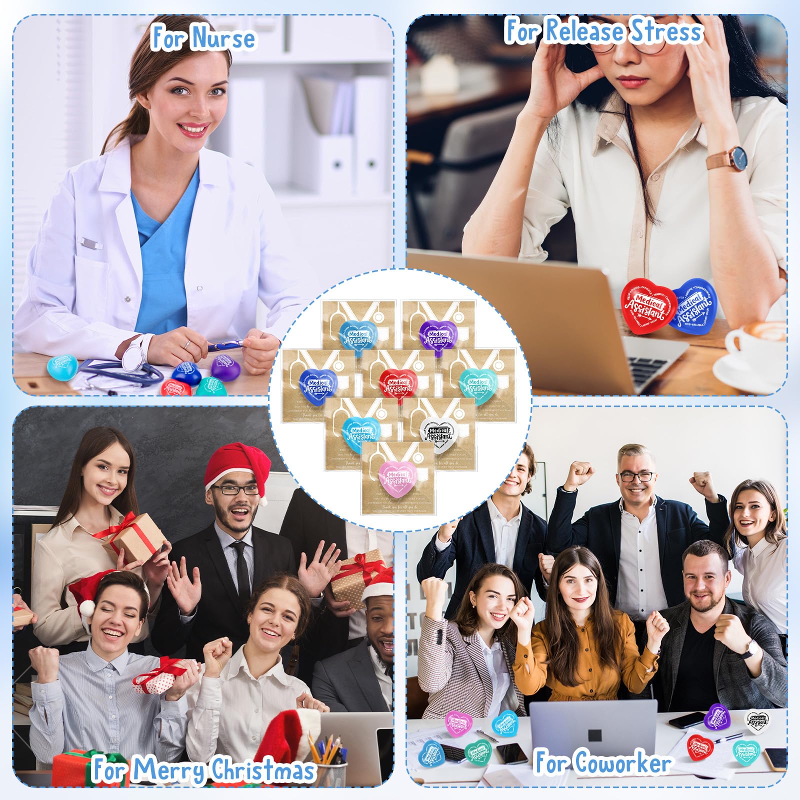 Arrowbash 20 Sets Medical Assistant Gifts Bulk 2026 Heart Stress Balls Ma Appreciation Gifts for Women Inspirational Squeeze Ball for Medical Assistant Coworker Team Birthday Party Gift