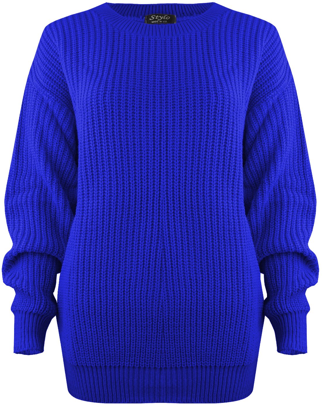 Wearall Women's Royal Blue Cozy Oversized Chunky Knit Sweater Pull On Style New Chunky Baggy Jumper Knitted Sweater Thick Top Size 20-22