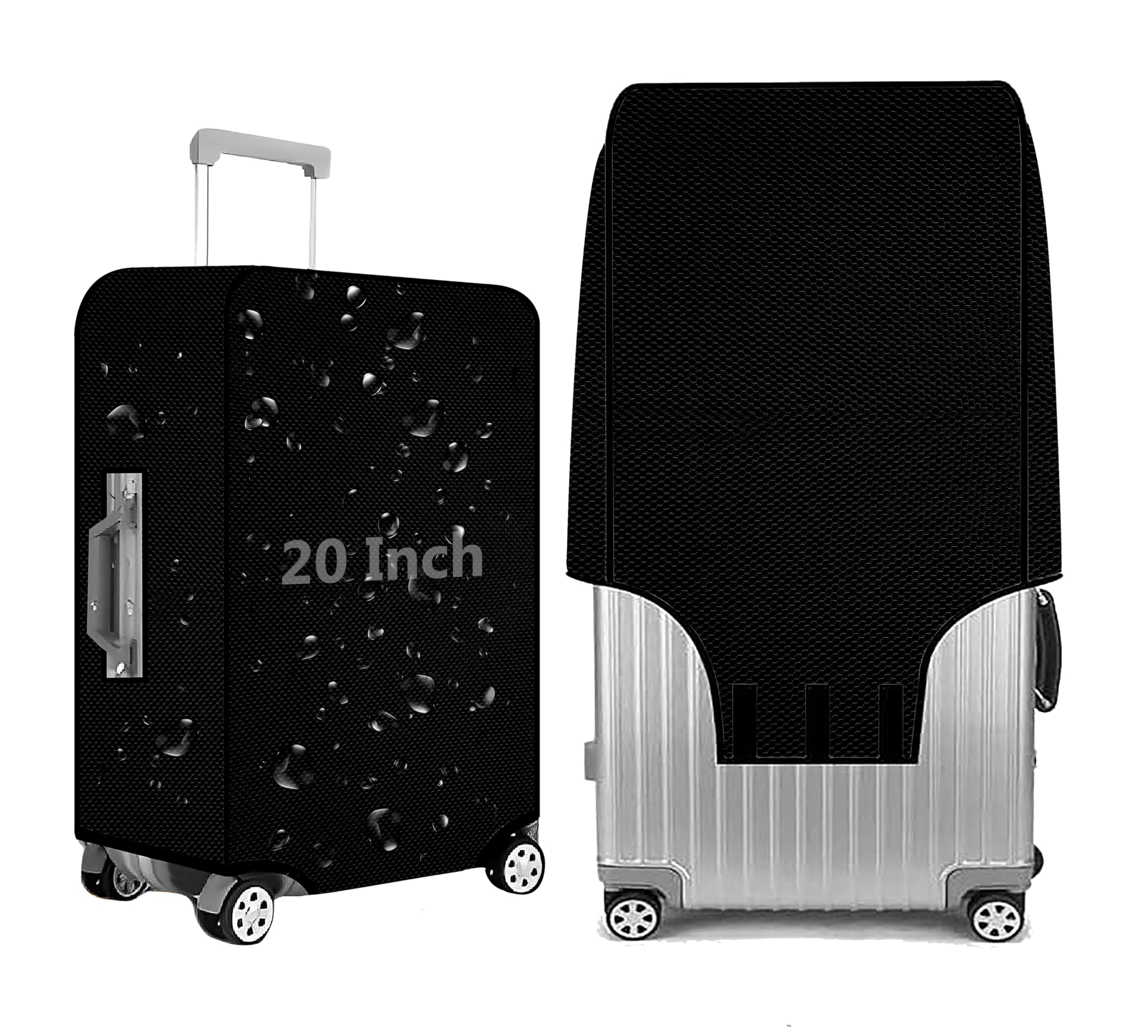 20 Inch Nylon Trolley Bag Cover, Suitcase Cover Nylon Suitcase Cover with Zipper Dustproof Waterproof & Anti-Scratch Trolley Cover for Travel Accessories (Black, 20 Inch, Pack of 1)-image-30
