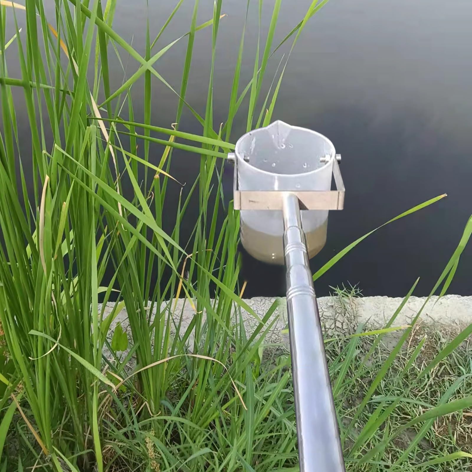 Cazo de toma de muestras de agua de acero inoxidable, herramienta eficiente de recogida de líquidos para uso ambiental y de laboratorio