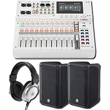 Yamaha MGX12V W Mixing Console All-White Bundle with 2 DBR10 700W Powered Speakers and HPH-MT5W White Headphones HDMI 4K Touchscreen Mixer for Streaming, Video Podcasting, Hybrid Events, Live Sound