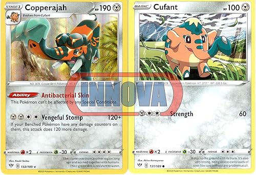 Pokemon Set de evolución - Copperajah 132/189 - Espada y escudo de oscuridad resplandeciente - Lote de cartas raras