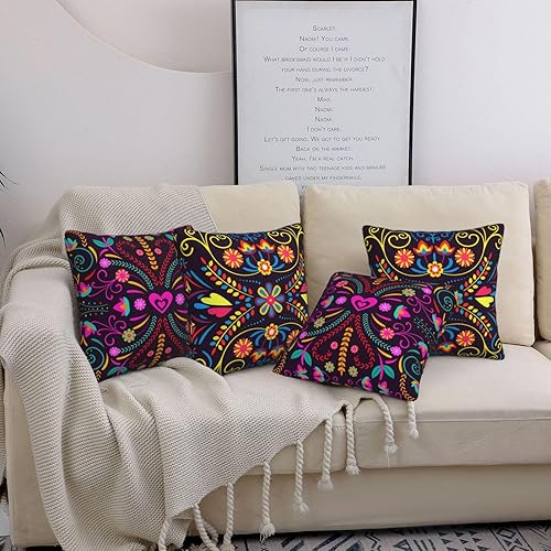 Miniatura 3 de 4 fundas de almohada del Día de los Muertos, fundas de almohada de fiesta mexicana, coloridas libélula y dalia, funda de cojín cuadrada Dia de los