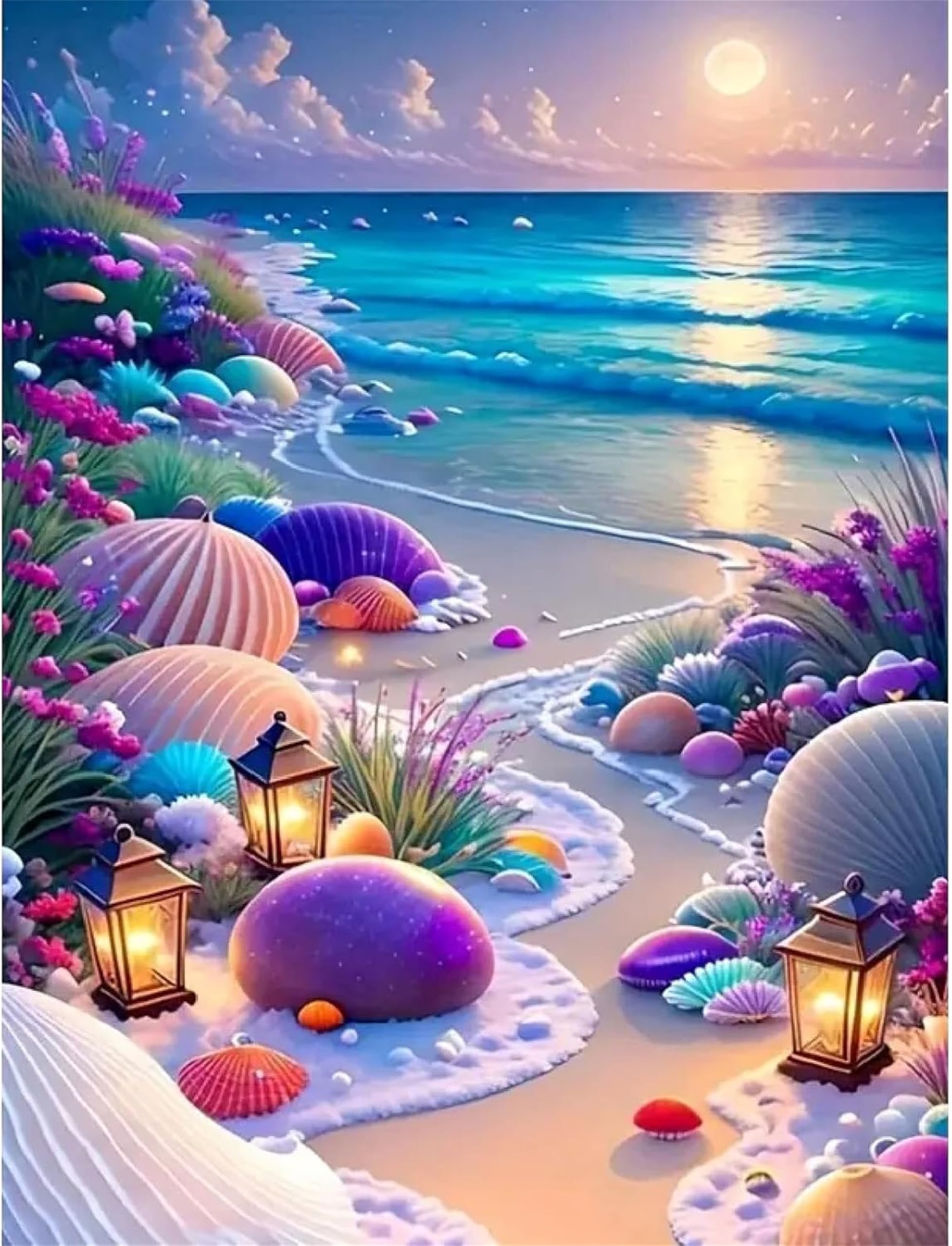 Niasansi Adult Paint by Number Kits,Painting Kits on Canvas,Large Color by Numbers Watercolor Gifts for Friends Home Wall Decor (Beach)