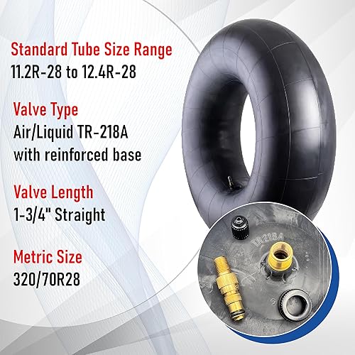 Miniatura 12 de Tractor de goma Trans Americano/Tubo interno de implementación con vástago de válvula TR-218A (13.6R-24/14.9R-24)