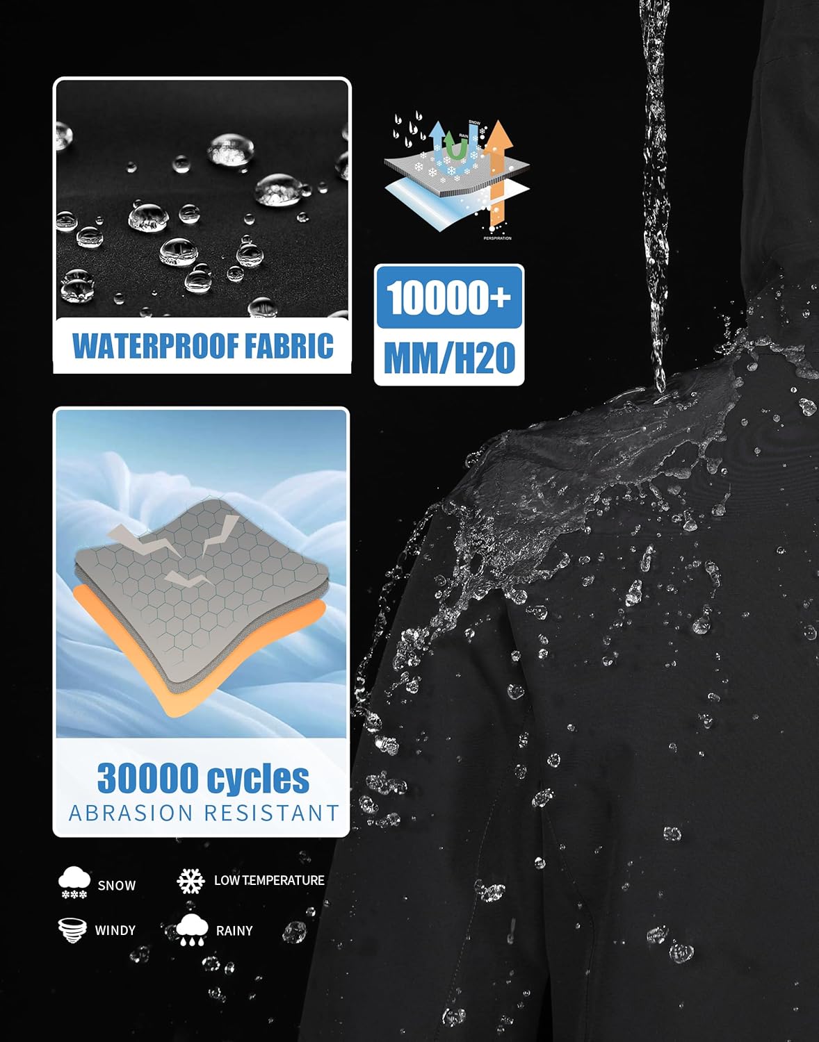 Pionner Camp Womens Ski Jacket Snow Coat Waterproof Baggy Anorak Snowboard Hoodie Insulated Pullover Winter Sports Mountain - Image 4