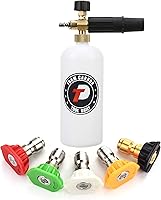 ToolDaily Foam Cannon Kit: 1L Bottle, 1/4" Quick Connect, 5 Nozzle Tips for Pressure Washer Car Wash Foam