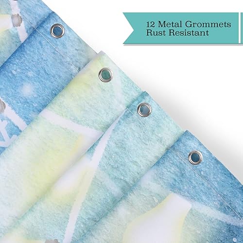 Miniatura 4 de LIVILAN Cortina de ducha de Navidad, juego de cortinas de ducha de muñeco de nieve con 12 ganchos, cortinas de ducha de nieve navideñas para baño,