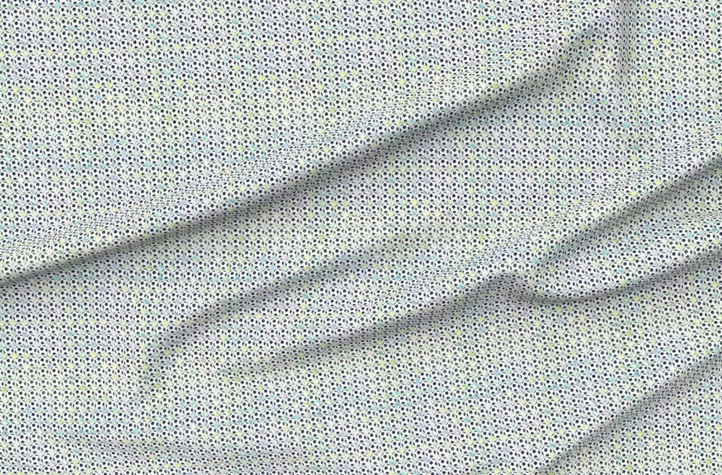 Spoonflower Fabric - Painted Aqua Soccer Balls Artistic Painterly Printed on Organic Cotton Sateen Fabric by The Yard - Sewing Quilting Apparel Home Decor