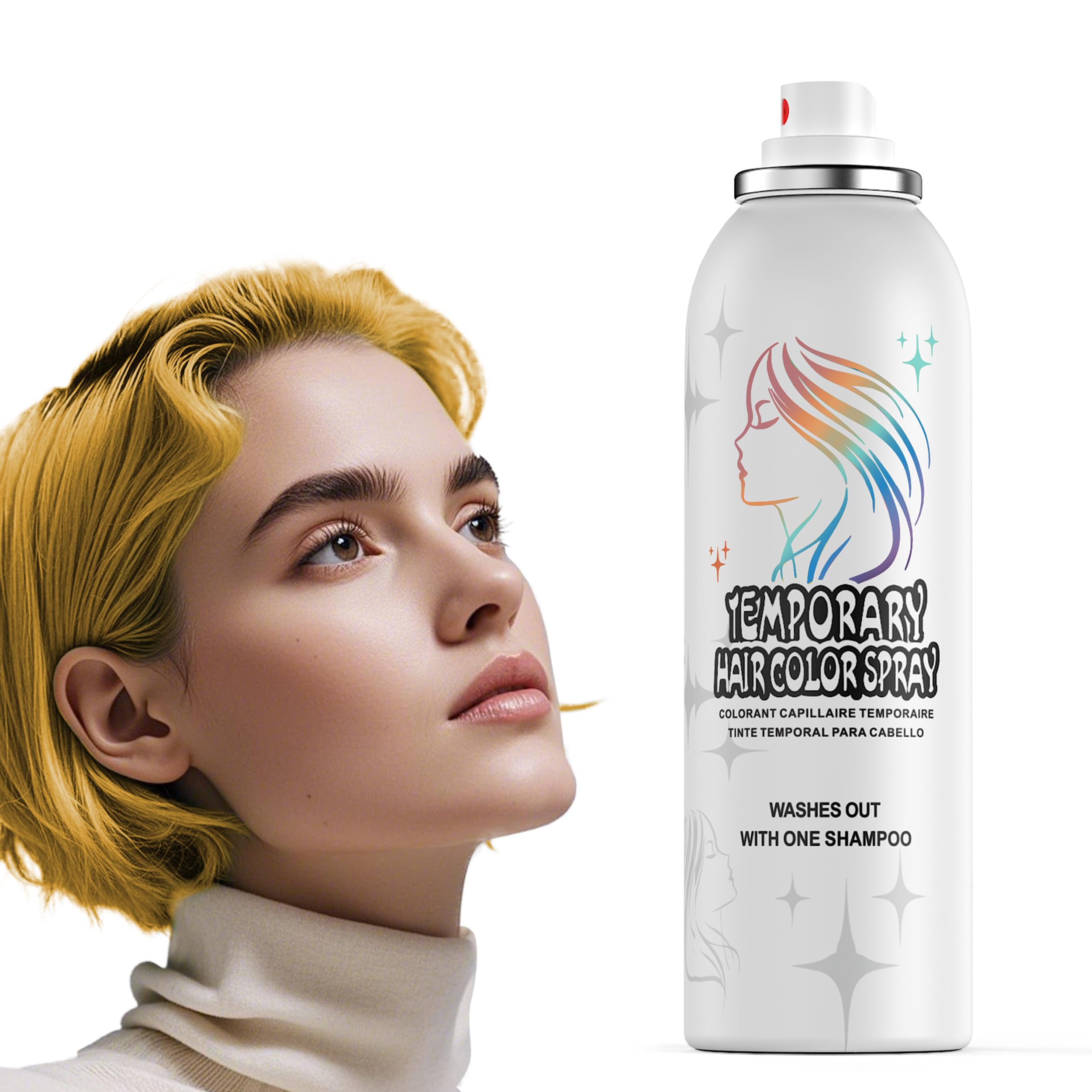 Gold - Spray per capelli temporaneo, formula delicata, lavabile e non appiccicoso, alternativa istantanea per il colore dei capelli dorati per adulti, Halloween, costume, trucco per feste, 150 ml