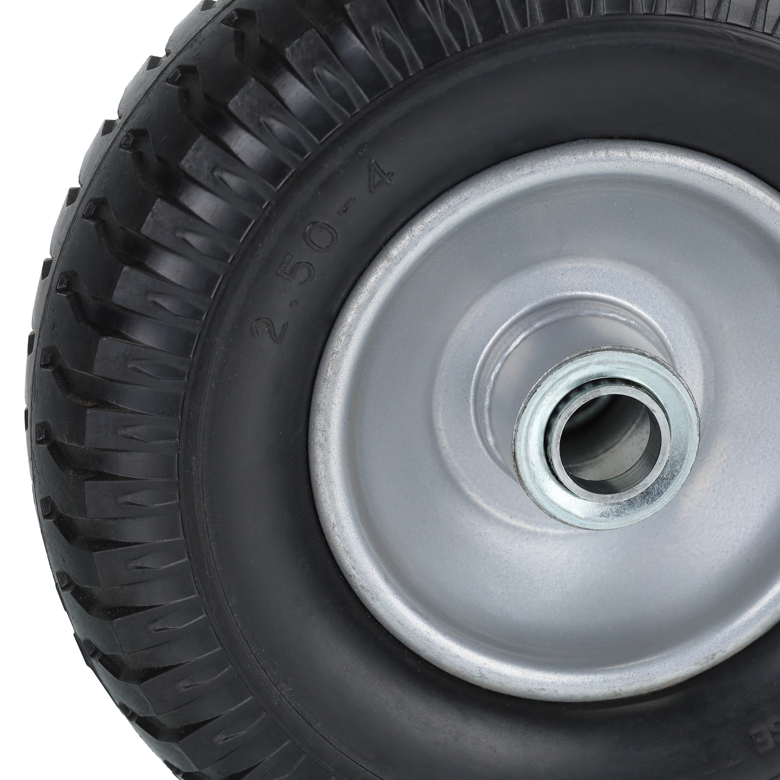 Relaxdays Set da 2 Ruote Carriole, 2.50-4, in Gomma Piena con Cerchione in Acciaio, Ruotino Regge 80 kg, Nero Grigio