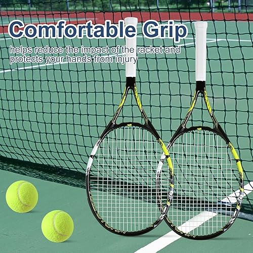 Miniatura 5 de HXE Raquetas de tenis para adultos, juego de raquetas de tenis recreativas de 27 pulgadas para principiantes y profesionales con 2 pelotas, 2