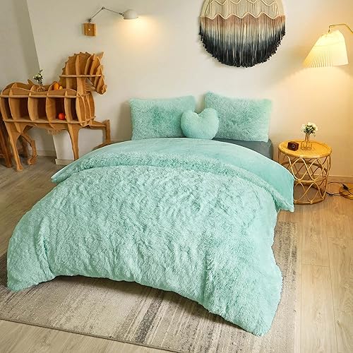 Juego de funda de edredón de lujo de piel sintética ultrasuave, juego de edredón de 3 piezas (1 funda de edredón + 2 fundas de almohada), cierre de