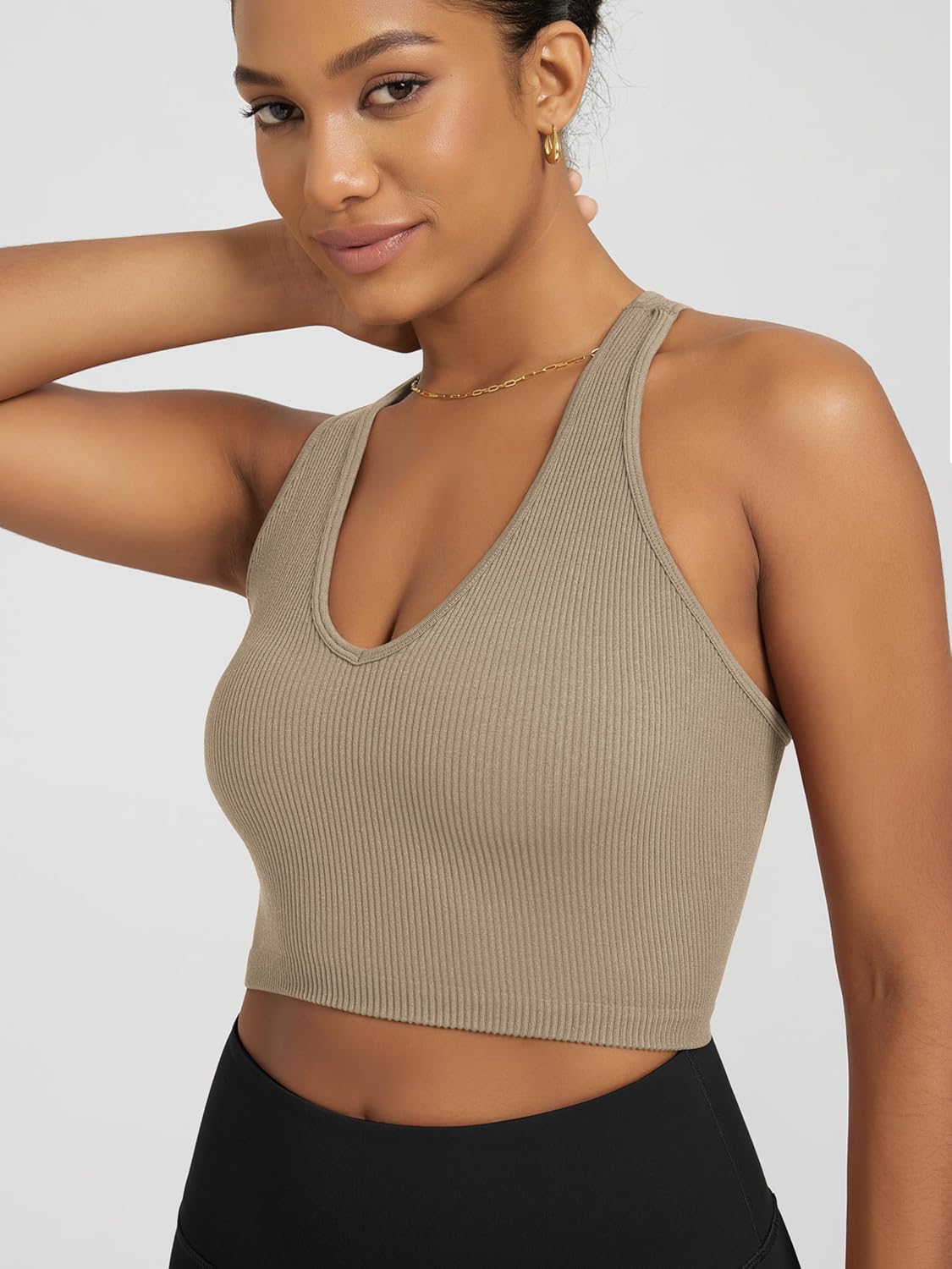 ODODOS 3-Pack Seamless Racerback Crop Tank for Women Ribbed Knit Soft Crop Tops - Image 3