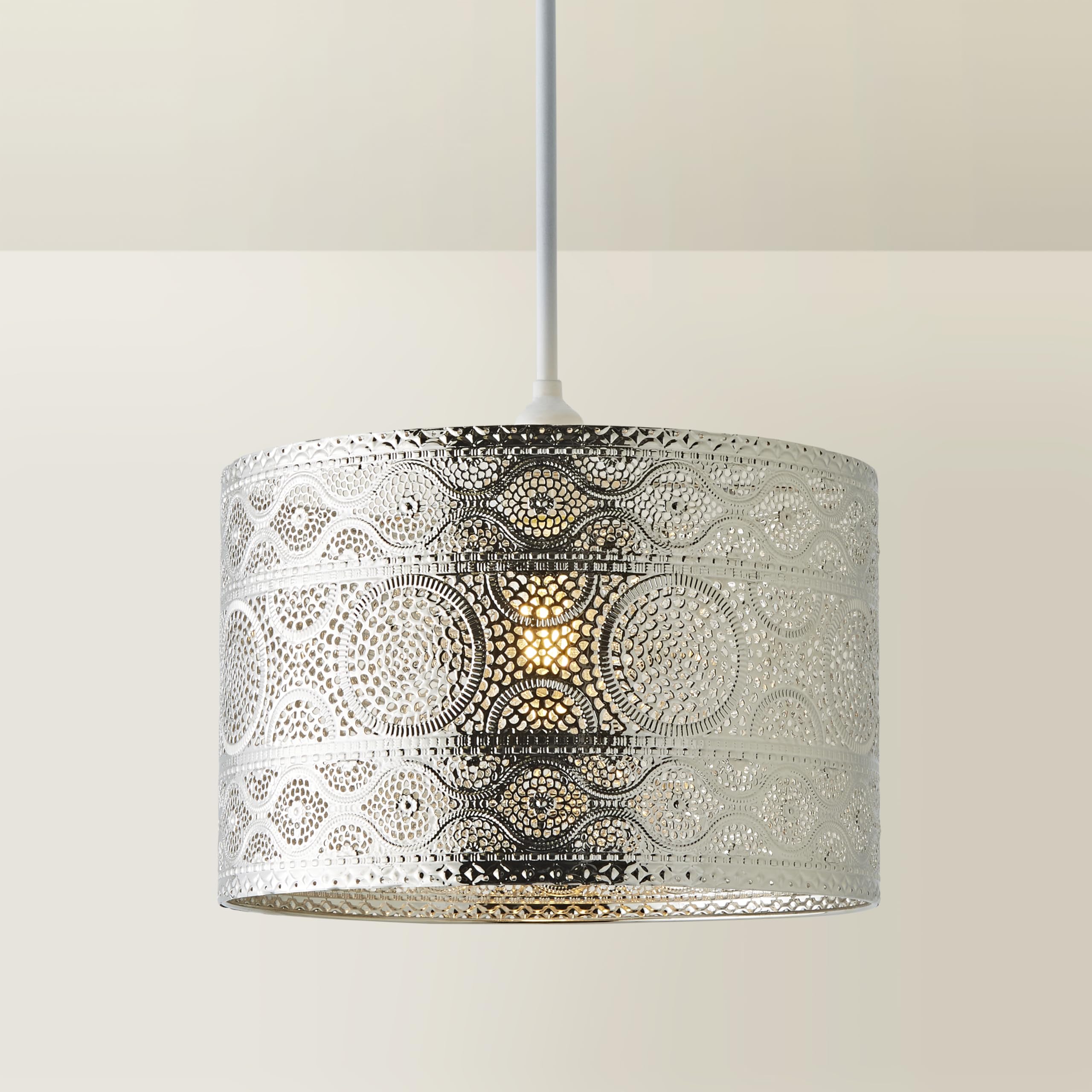 Moroccan Style Silver Chrome Ceiling Pendant Shade | Pendant Lights, Home Décor & Improvement Essential | 300mm Shade Width