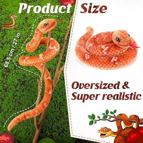 Miniatura 3 de Peluche de serpiente, animal de serpiente de peluche, serpientes de juguete pequeñas de 27 pulgadas para niños, serpiente de peluche gigante