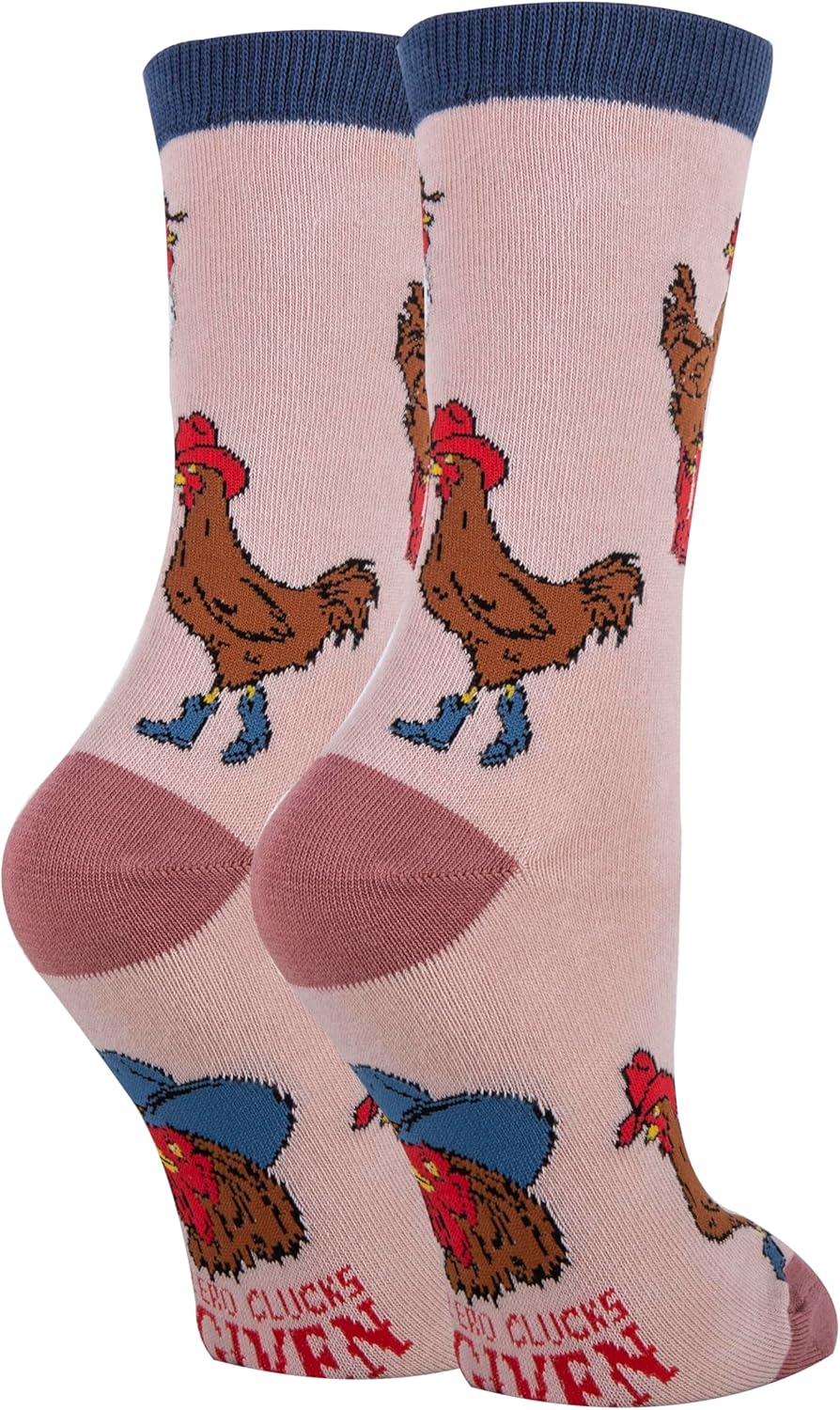 ooohyeah Women's Funny Novelty Animal Park Crew Socks, Crazy Fun Saying Silly Cotton Dress Socks Gift, What the Cluck - Image 2