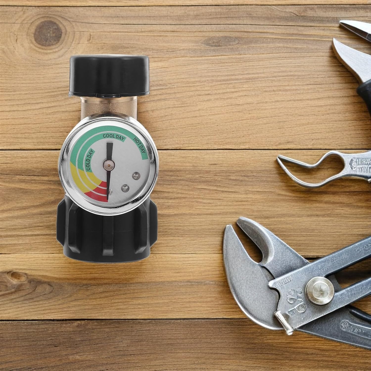 2pcs Propane Tank Adapter with Gauge Brass Construction Connector for Gas Cylinder Conversion Easy Refill for Camper Rv BBQ Grill Heater with Pressure Monitoring