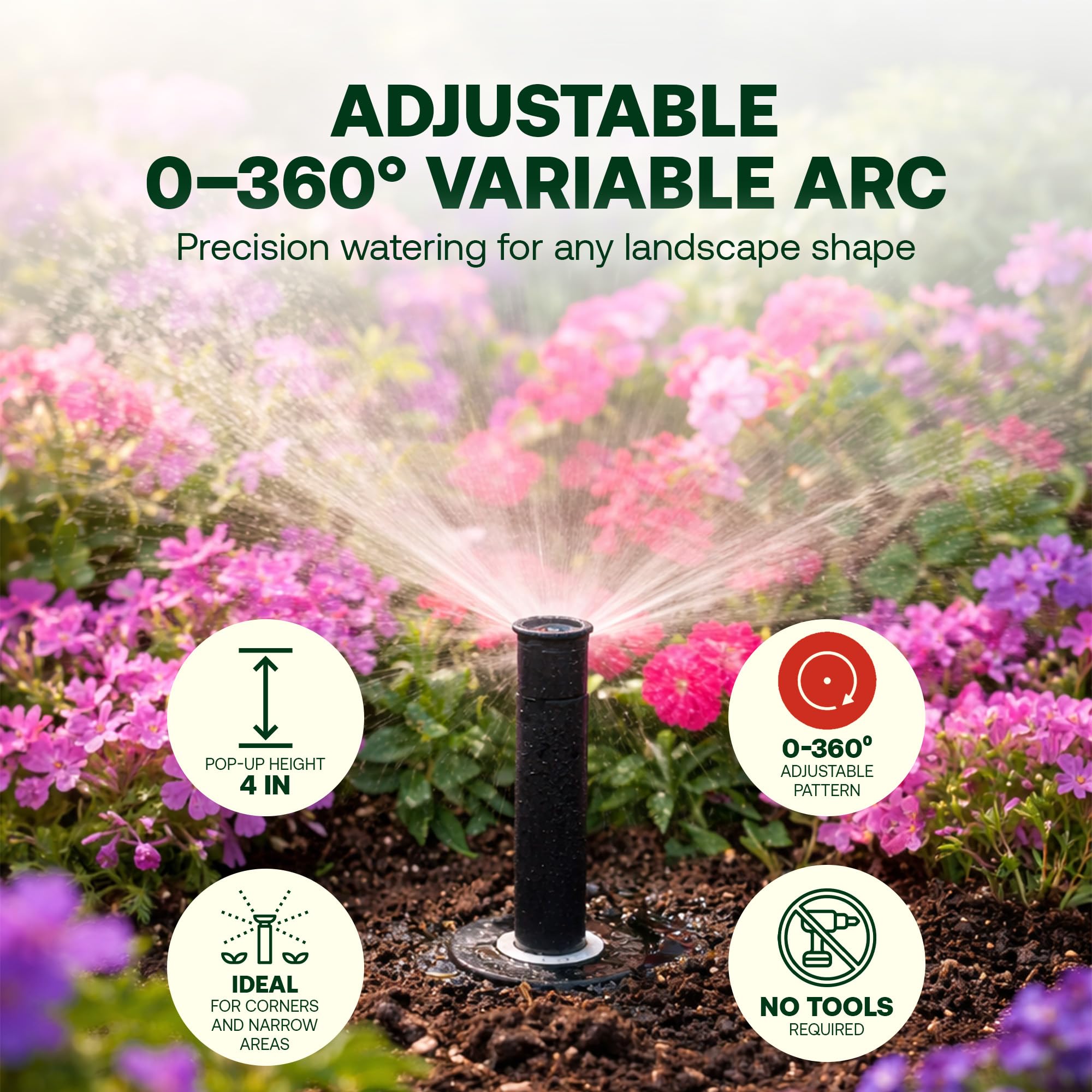 Rain Bird 1804VAN - 4" Professional Pop-up Sprinkler - 5 Pack - Adjustable Pattern (0 to 360 Degrees)