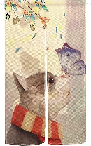 Miniatura 5 de Leowefowa Cortinas japonesas Noren para puerta, cortinas largas japonesas para tratamiento de ventana, cortina de tapiz para privacidad, panel