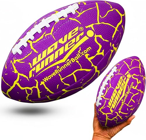 Miniatura 10 de Wave Runner Grip It - Balón de fútbol impermeable de tamaño junior, tamaño 9.25, duradero y doble cordón, perfecto para accesorios de playa, juegos