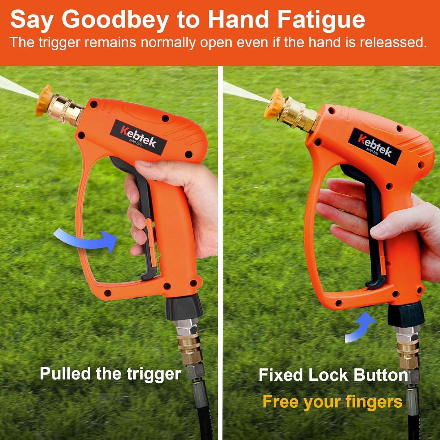 Kebtek Short Handle Pressure Washer Gun Quick Connect, Commercial 5200 PSI /15.8 GPM Power Wash Gun with M22-15mm Coupler 5PCS Nozzle Tips Compatible with Foam Cannon for Car Washing