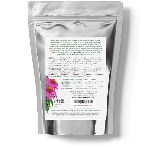 Miniatura 8 de Echinacea Purpurea orgánica 4 onzas (3.99 oz), té de equinácea seca certificado por USDA, hierba de calidad premium, equinácea púrpura, cortado y