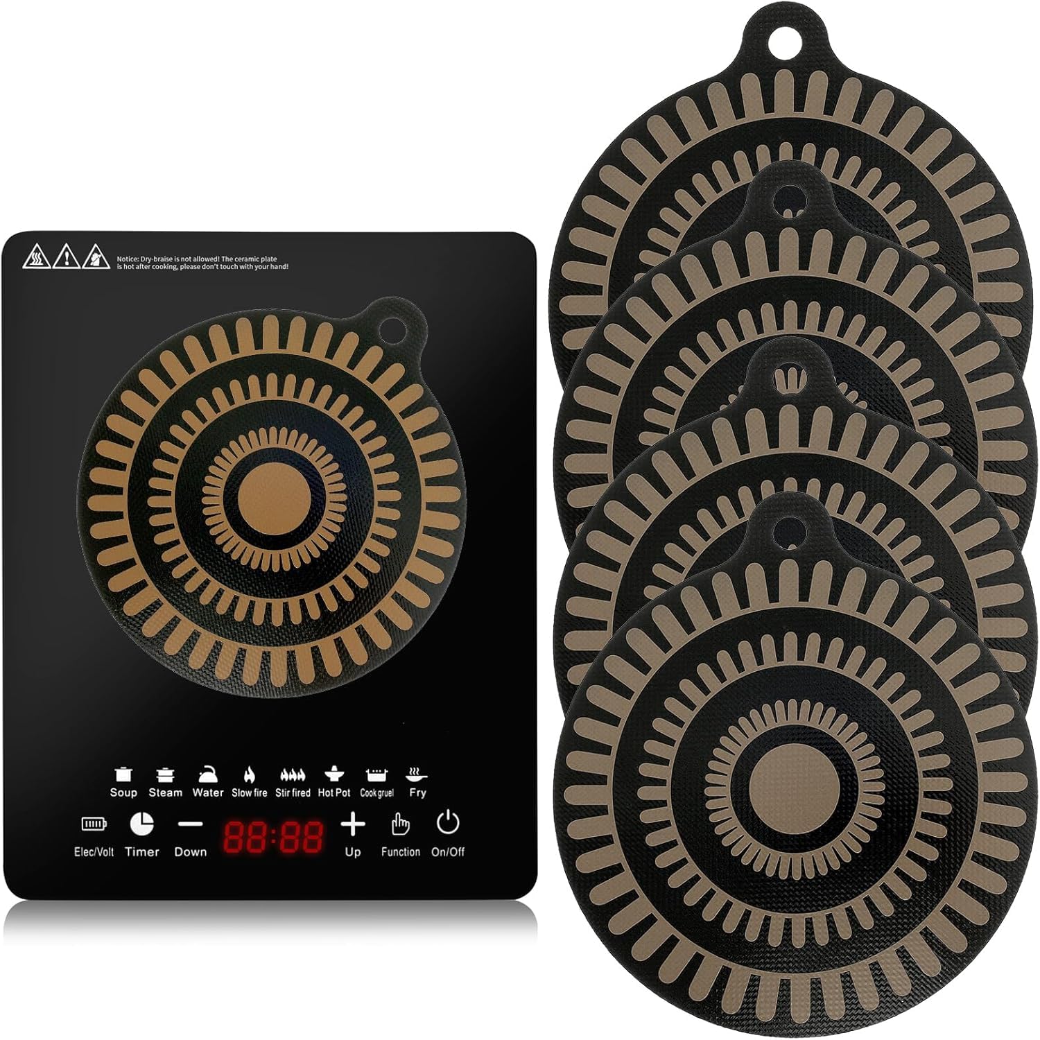 4Pcs Thermochromic Silicone Induction Cooktop Protect Mat, 9.84 Inch Heat Resistant Hob Mats, Colour Changing Protective Cover for Kitchen-image-5