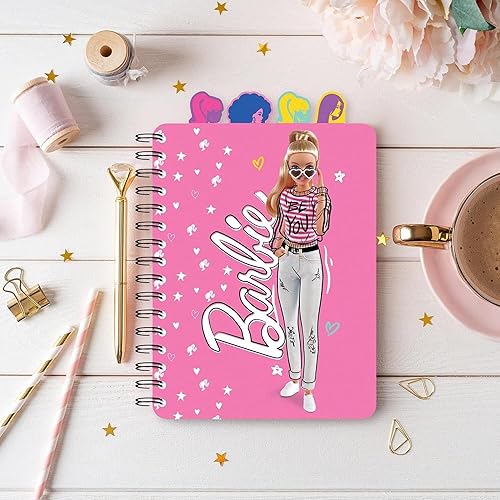 Miniatura 8 de Inkology: Diario de 4 pestañas: Barbie - 160 páginas de puntos, cuaderno espiral con temática de moda, 4 elegantes divisores de personajes, notas de