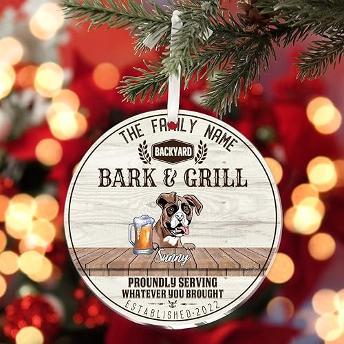 Vista 47 de SILYHEART Presa Canario Christmas Acrylic Ornament Dogs Welcome Ceramic Christmas Keepsake Family Dog Name Funny Christmas Memorial Gifts for Mom