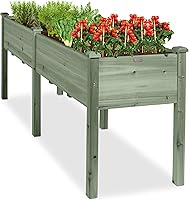 Vista 17 de Best Choice Products - Plantador de jardín elevado de 72x24x30 pulgadas, soporte de macetero de madera para jardín trasero, patio, balcón con panel