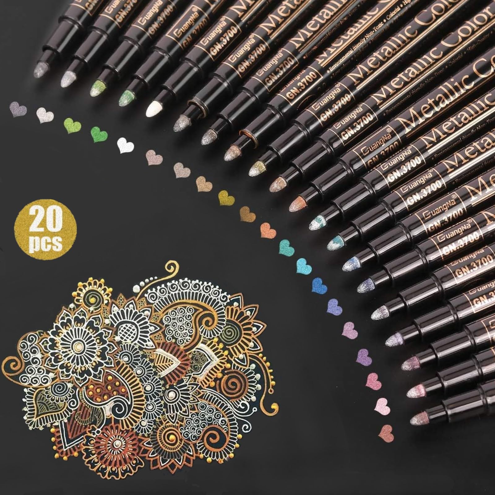 YITHINC 30 Pennarelli Metallici Permanenti, Punta Fine 1mm, Per Carta Nera, Scrapbooking, Vetro, Legno, Atossici E Inodori, Kit Arti E Mestieri