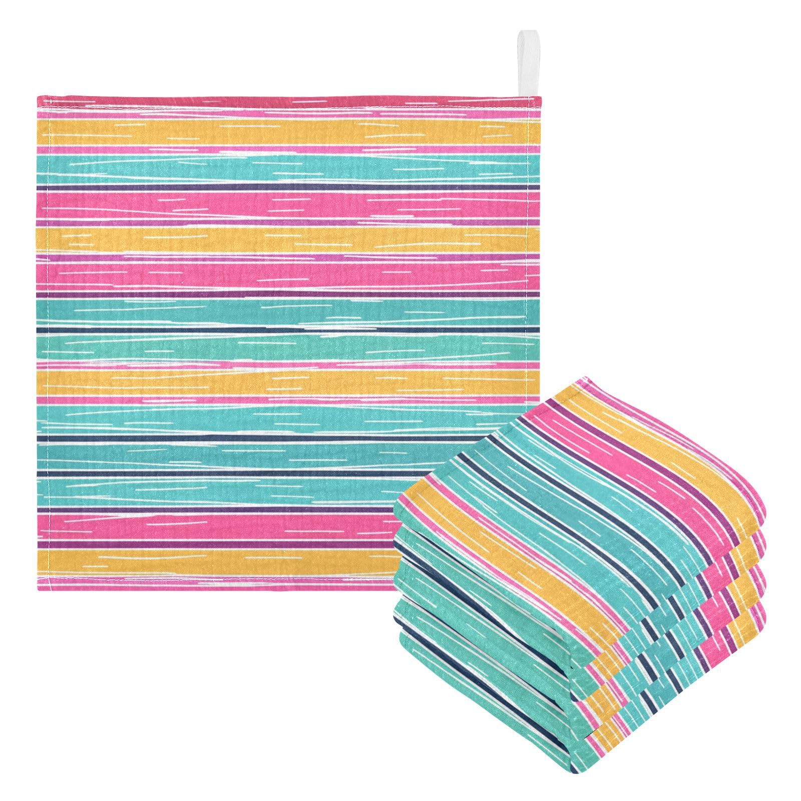 Nander 5Pack Baby Muslin Washcloths,Colorful Stripes Soft Face Cloths for Newborn, Absorbent Bath Wash Cloths, Wipes, Burp Rag,Toddlers Essentials Stuff, Baby Registry as Shower