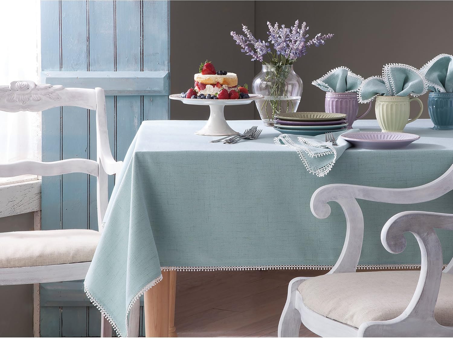 Lenox French Perle Solid 60"x120" rectangle Tablecloth, Natural Linen