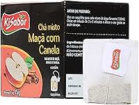 Kisabor, Chá de Maçã com Canela, Para infusão, 15 Gramas com 10 Saquinhos