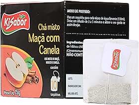 Kisabor, Chá de Maçã com Canela, Para infusão, 15 Gramas com 10 Saquinhos